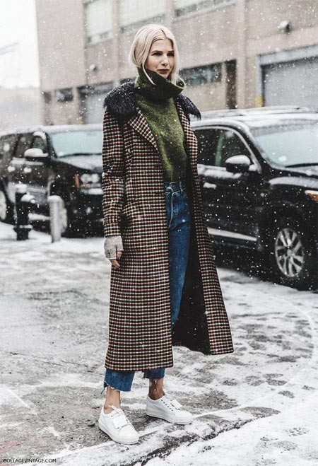 С чем носить пальто в клетку: 25 модных образов для зимы и весны 2018