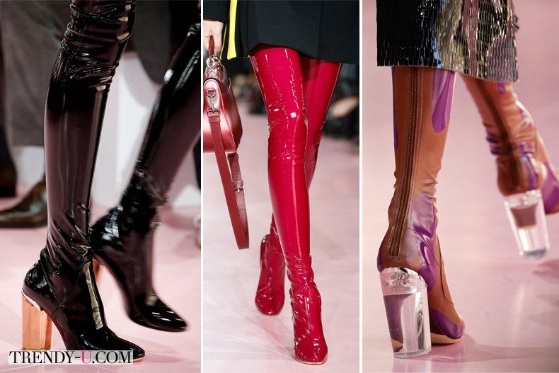 Лаковые и кожаные сапоги-чулки от Christian Dior во всей своей красе