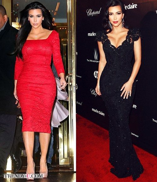 Красное кружевное платье VS черное. На Ким Кардашьян
