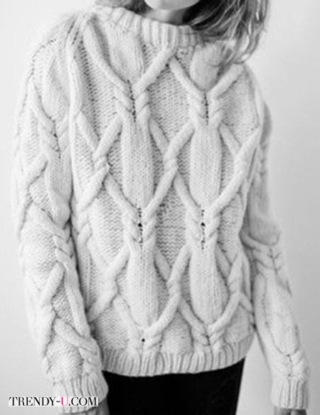 Белый вязаный свитер 2017-2018