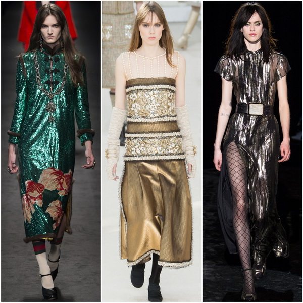 Мода на металлический блеск осенью-зимой 2016: новинки платья от Gucci, Chanel, Emanuel Ungaro