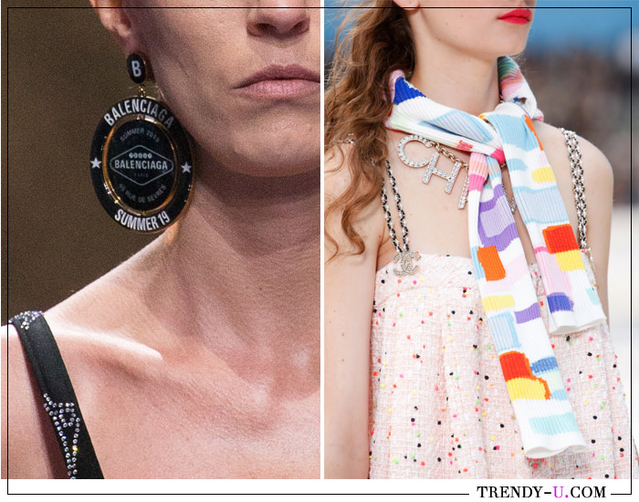 Серьги и украшение на шею с логотипами Balenciaga и Chanel