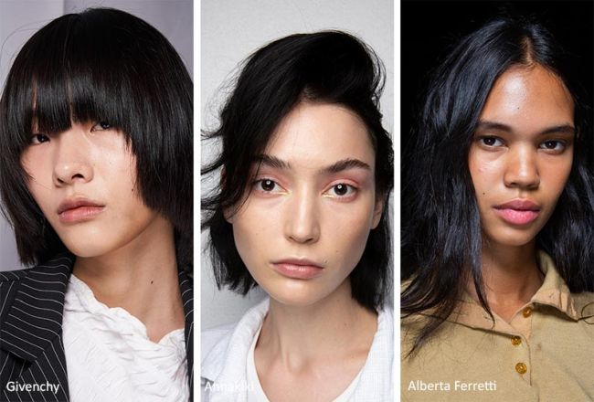 Модный цвет волос весна-лето 2020 - черный. Givenchy, Annakiki, Alberta Ferretti