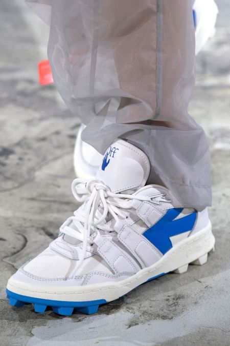 Белые кроссовки с синими вставками Off-White
