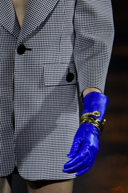 Синие короткие перчатки с браслетом Saint Laurent