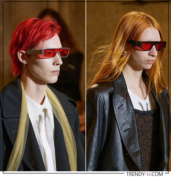 Прямоугольные очки с красными линзами Louis Vuitton
