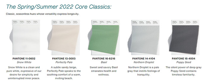 Базовые цвета по Pantone 2022