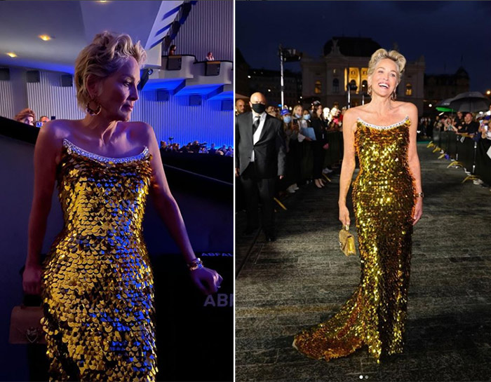 Шэрон Стоун на Golden Icon Award в платье Dolce & Gabbana