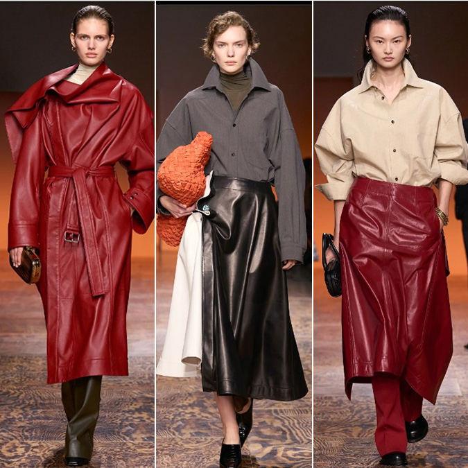 Обки и кожаное пальто из коллекции Bottega Veneta осень-зима 2024