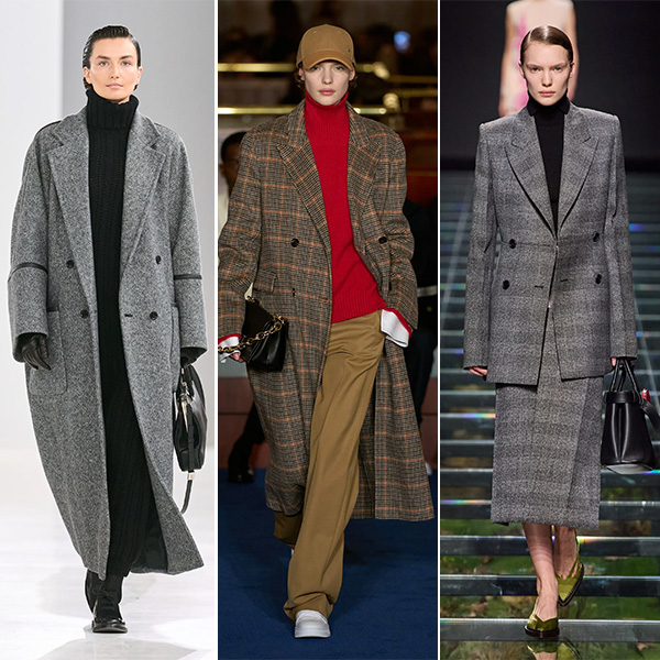 Одежда из твида из осенне-зимних коллекций Max Mara, Tom Hilfiger и Prada 2024