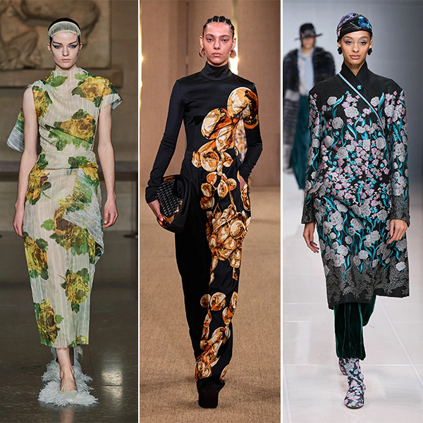 Платья с цветочными принтами, Erdem, Balmain та Giorgio Armani осень-зима 2024
